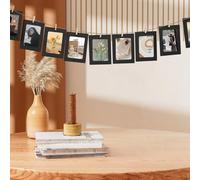AIBAOBAO 10pc Paper Picture Frame Creative Decorative, Home Decor, Cardboard Photo Frame with Wood Clips and Hemp Rope for Home School Dorm Office Wall Party Decoration (Black)