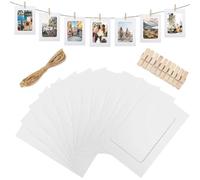 AIBAOBAO 10Pcs White Picture Frames Home Decor, 4"x6" Paper Photo Cardboard Frames Flim DIY Wall Picture Hanging Frame Album+Rope+Wooden Clips Set Great for Home School or Party Decor 10x15 cm