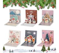 AIBAOBAO 3D Christmas Cards, 6PCS Pop Up Christmas Cards with Envelopes Merry Xmas Season Greetings Cards, New Year Merry Xmas Cards Pop Up 3D Effect MultiPack for 2026 Gift, Kids