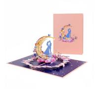 AIBAOBAO 3D Wedding Anniversary Card, Romantic Handmade Moon and Clouds Pop Up Card Love Letter Greeting Valentine Engagement Birthday Card with Blank Paper for Wife Girlfriend Bride and Groom Gift