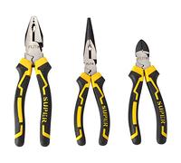 AIBAOBAO 3Pcs High Leverage Pliers Set, Pliers Wrench 8" Combination and 7" Diagonal Cutting and 6" Long Nose, Heavy Duty Nickel Chromium Steel Construction and Home Repair Tool Set