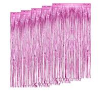 AIBAOBAO 5 Pcs Pink Foil Fringe Curtain Backdrop, Tinsel Metallic Curtains Photoprop for Girls Birthday New Years Eve Decorations 2026 Christmas Wedding Hen Party, Mermaid Fairy Princess Disco 1 * 2M