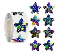 AIBAOBAO 500 pcs Shiny Reward Star Stickers for Kids, Self Adhesive Shiny Reward Stickers, 2.5 cm Motivational Holographic for Children Students Teachers Classroom Reward Chart Birthday Gift