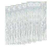 AIBAOBAO 5Pcs Tinsel Curtain, Silve Metallic Foil Fringe Curtains, Door Hanging Streamers for Birthday Wedding Holiday Graduation Bridal Shower Backdrop Decoration, Mermaid Fairy Princess,Child Party