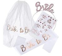 AIBAOBAO Bride to Be Sash Hen Party Accessories Include Bride Headband Tiara, Veil with Comb, Sash, Tattoos, Bride to Be Gifts Decorations for Wedding Bridal Shower Bachelorette Party decoration