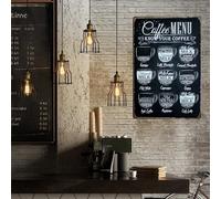 AIBAOBAO Coffee Menu Sign, Metal Coffee Signs for Kitchen 12 x 8Inch, Coffee Menu Wall Art, Retro Coffee Signs,Coffee Menu Poster, Coffee Accessories Decor for Kitchen Wall Home Farmhouse Shelf