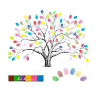 AIBAOBAO Fingerprint Tree Guest Book Signature Canvas Wedding GuestBook Poster Coloured Gift Selection on Canvas for Wedding Reception Keep The Memory Personalised Baby Shower GuestBook 30 x 40 cm