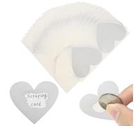 AIBAOBAO Pack of 50 Silver Heart Scratch Off Sticker, Heart Shape Scratch Off Stickers Labels aped Stickers, Self Adhesive Peel and Stick Stickers for You Small Business, Gift,DIY, Notes, Games