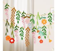 AIBAOBAO Paper Flower Garland, Wildflowers, Double-Sided Spring Bunting Outdoor Garden Waterproof Banner, Floral Bunting Wall Panel for Nursery, Window, Room, Spring Birthday Party, Wedding Backdrop