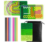 AIBAOBAO Sensory Activity Board, Silicone Fidget Toys for Stress Relief, Focus, ADHD Autism, Green Sensory Toys Controller for Kids & Adults Travel Calming with 20 Strings, 1 Age +