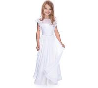 Aibaowedding Fancy Flower Girl Dress Girls Holy Communion Dresses for Wedding Pageant 2-13 Year Old(White,2-3Y)