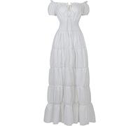 Aibaowedding Renaissance Costume Women's Medieval Chemise Peasant Dress Irish Boho Long Dresses, White, XL