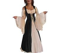 Aibaowedding renaissance dress women medieval dress halloween costume for women(Black,S/M)