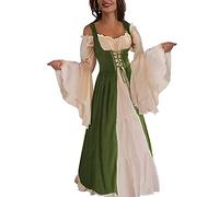 Aibaowedding renaissance dress women medieval dress halloween costume for women(Green,S/M)
