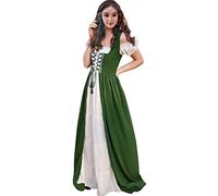 Aibaowedding renaissance dress women medieval dress halloween costume for women(Green Short-sleeve,S/M)