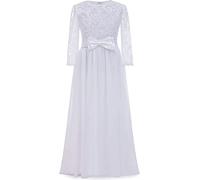 Aibaowedding Vintage Flower Girl Dress Fancy Boho Chiffon A-line Dresses for Wedding Pageant 2-13 Year Old(White 10-11Y)