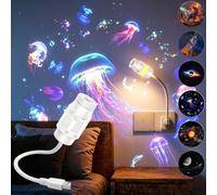 AIBEAU 2-in-1 Galaxy Projector Night Light with 6 Sliding Projection Films, Adjustable Brightness 360° Rotating Design and USB Power for Car and Bedroom Decoration