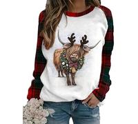 AIBEGY Women's Highland Cow 3D Printed Pullover Sweatshirt Casual Round Neck T-Shirt Long Sleeve Funny Graphic Sweater Tops Blouse (XL,# 6)