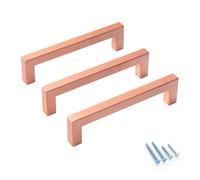 Aibeli 10 Pack Kitchen Cabinet Handles 5 Inch Brushed Copper Square Cabinet Pulls Red Copper Drawer Handles Bar Cupboard Handles Modern Stainless Steel Kitchen Cabinet Hardware