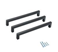 Aibeli 10 Pack Matte Black Cabinet Pulls 8 Inch Black Square Drawer Handles Dresser Pulls Stainless Steel Kitchen Cabinet Handles Cabinet Hardware