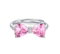 AIBELOPY Bow Rings for Women Girls Cubic Zirconia Bow 925 Sterling Silver Cubic Zirconia Heart Eternity Engagement Anniversary Open Stackable Promise Rings for Her, Adjustable, Cubic Zirconia, Cubic