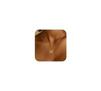 AIBELOPY Butterfly Necklaces for Women, 14K Gold/925 Sterling Silver, Cubic Zirconia Necklace, Cute Dainty Butterfly Pendant Necklace for Women, Trendy Jewelry for Teens, 17.5 Inch, Sterling Silver