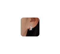 AIBELOPY CZ Leaf Huggie Hoop Earrings for Women Hypoallergenic 925 Sterling Silver 14K Gold Dainty Zirconia Wheat Earring Statement Stud Earrings Birthday Gifts Graduation Gifts for Her, Sterling