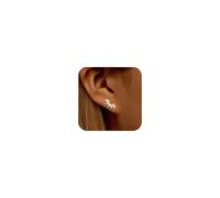 AIBELOPY Gold Hoop Earrings for Women Dainty 14K Gold Plated 925 Sterling Silver Stud Earrings Hypoallergenic Cubic Zirconia Cartilage Earring Piercing Small Earrings Summer Jewelry, Sterling Silver