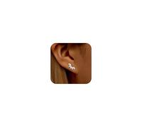 AIBELOPY Gold Hoop Earrings for Women Dainty 14K Gold Plated 925 Sterling Silver Stud Earrings Hypoallergenic Cubic Zirconia Cartilage Earring Piercing Small Earrings Summer Jewelry, Sterling Silver
