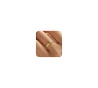 AIBELOPY Heart Ring for Mother and Daughter, Stackable Rings for Women, Promise Ring for Her, Sterling Silver Ring, 14K Gold Plated, Cubic Zirconia Ring, Sterling Silver, Cubic Zirconia