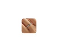 AIBELOPY Heart Rings for Women Mother Daughter Friendship Knot Ring Promise Ring for Her 925 Sterling Silver 14K Gold-Plated Cubic Zirconia Stackable Ring Purity Rings Birthday Graduation, Sterling