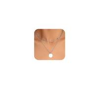 AIBELOPY Layered Necklaces for Women Coin Beads Necklace 18K Gold Plated 925 Sterling Silver Stackable Adjustable Pendant Choker Necklaces Trendy Minimalist, Sterling Silver, No Gemstone