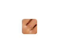 AIBELOPY Pink Bow Rings for Women Mother Daughter Knot Ring Friendship Ring Cubic Zirconia Bow 14K Gold Plated 925 Sterling Silver Rings Stackable Rings Dainty Jewelry, USA 6-9, Sterling Silver, Cubic
