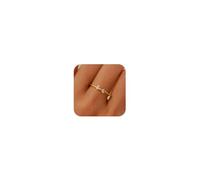 AIBELOPY Tiny Bow Rings for Women Teen Girls Heart Ring 14K Gold Plated 925 Sterling Silver Cubic Zirconia Knot Ring Promise Rings for Her Stackable Dainty Rings Jewelry, Sterling Silver, Cubic