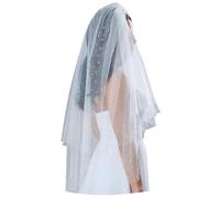 AiberLisha Long 2 Tier Pearl Wedding Bridal Veil with Metal Comb, Ivory, Cathedral length:118inch(300cm)
