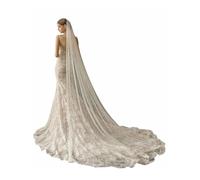 AiberLisha Pearl Cathedral Length Wedding Bridal Veil with Metal Comb for Bride, White, Cathedral length:118inch(300cm)