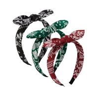 AIBFRID Bow Headbands for Women Girls Boho Bandana Headband for Women’s Hair Non Slip Cute Knotted Womens Head Bands Paisley Bows Hair Bandanas Top Knot Hairbands Headwraps 3PCS (Black, Green, Red)