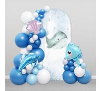 AIBIIN 100x210cm Underwater Sea Arch Shape Backdrop Under The Sea Theme Whale Arch Cover for Birthda Baby Shower Cake Smash Party Decor