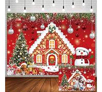 AIBIIN 10x7ft Christmas Gingerbread House Backdrop for Photography Winter Merry Xmas Tree Snowman Santa Party Decorations Supplies Baby Shower Birthday Banner Photography Background Photo Booth Props