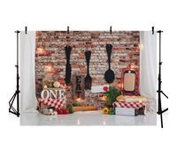 AIBIIN 1st Birthday Photography Background Chef Brick Wall Cutlery Bread Backdrop Cake Smash Decor Photo Studio Props 7x5ft