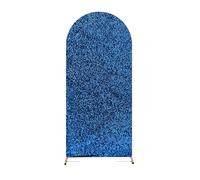AIBIIN 3.3x7ft Shiny Ice Blue Arch Cover Spandex Fitted Arch Stand Covers 2-Sided Metallic Sparkly Arch Shape Backdrop Cover for Birthday Bride To Be Engagement Anniversary Retirement Decoration
