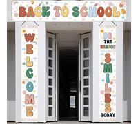 AIBIIN 3Pcs Boho Welcome Banner, Rainbow Back to School Classroom Door Decorations Positive Motivational Colorful Classroom Supplies for Teachers First Day of School Office Bulletin Board