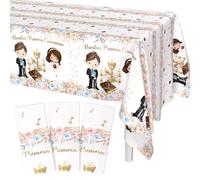 AIBIIN 3Pcs Nuestra Primera Comunion Baptism Tablecloth for Twins First Holy Communion Table Cover Decorations Christening God Bless Plastic Disposable Table Cloth Table Decorations 108 x 54 Inch