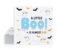AIBIIN 50Pcs Blue Halloween Baby Shower Paper Napkins A Little Boo is Almost Due Disposable Luncheon Hand Napkin Halloween Happy Boo Day Party Decorations Napkins for Boy Holiday Party Supplies