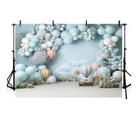 AIBIIN 7x5ft Arch Balloon Photography Background Blue Sky Hot Air Balloon Clouds Backdrop Party Decor for Kids Birthday, Cake Smash Portrait Photo Studio Props
