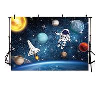 AIBIIN 7x5ft Astronaut Theme Birthday Party Backdrop Outer Space Party Decorations Background for Photography Boys Baby Shower Photo Banner Studio Props