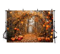 AIBIIN 7x5ft Autumn Photography Backdrop Fall Maple Leaves Pumpkin Background Glitter Forest Scene for Kids Birthday Baby Shower Cake Smash Party Decorations Photo Props