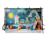 AIBIIN 7x5ft Back to School Photography Backdrop First Day of Preschool Chalkboard Background Classroom Teacher Student Party Photo Background Teaching Online Teacher Welcome Photo Backdrop Props