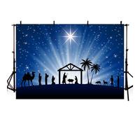 AIBIIN 7x5ft Birth of Jesus Backdrop Christmas Nativity Stable Scene Silhouette Background Christianity Photography Prop Photo Supplies