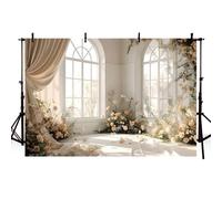 AIBIIN 7x5ft Boho Photograph Backdrop White Room Window Floral Background for Women Girl Birthday Party Wedding Ceremony Anniversary Photo Supplies